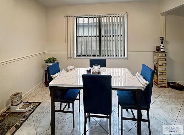 view of tiled dining space