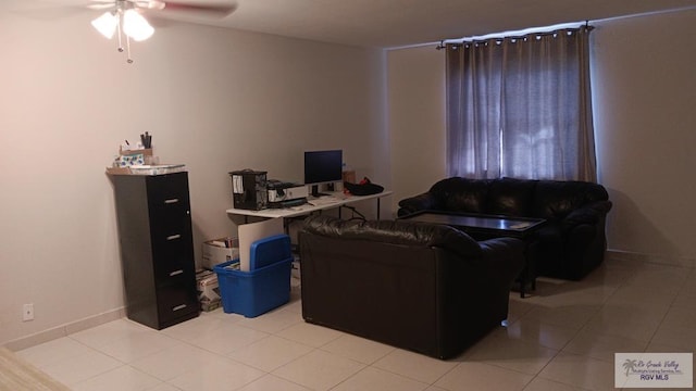 2 Palmetto Ct, Brownsville, TX 78521 - living room featuring a ceiling fan and light tile patterned flooring