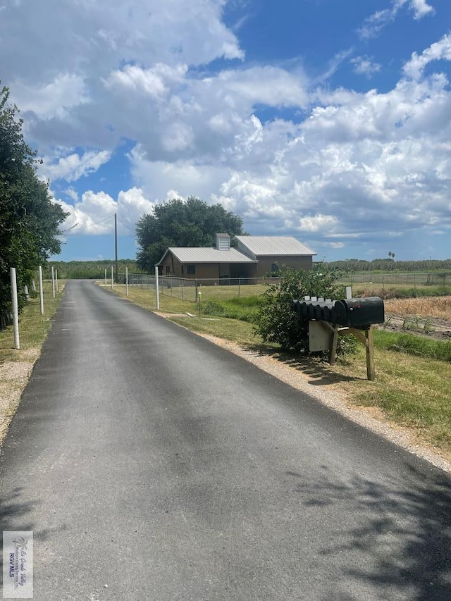 view of road with a rural view