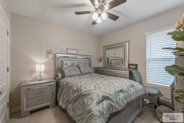 bedroom featuring ceiling fan