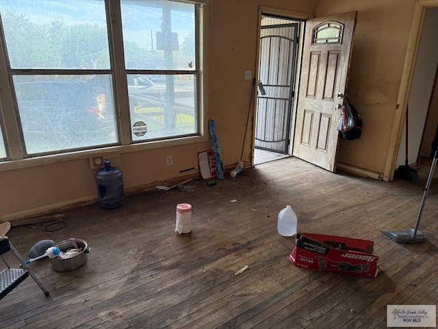 interior space with a healthy amount of sunlight and hardwood / wood-style flooring