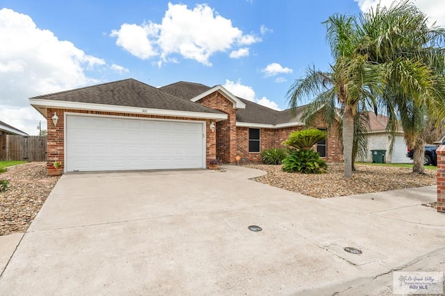 single story home with a garage