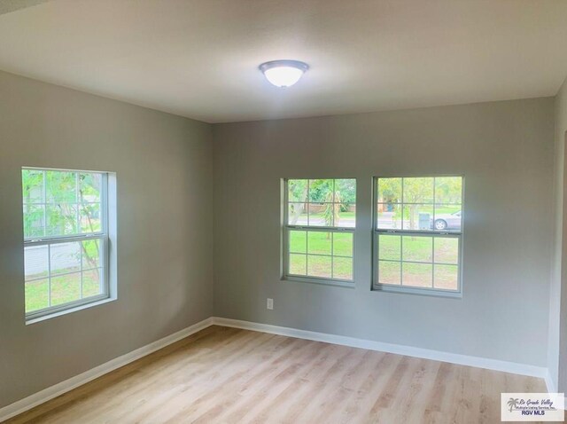 unfurnished room with plenty of natural light and light wood-type flooring