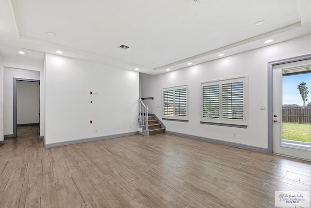 interior space with light hardwood / wood-style floors