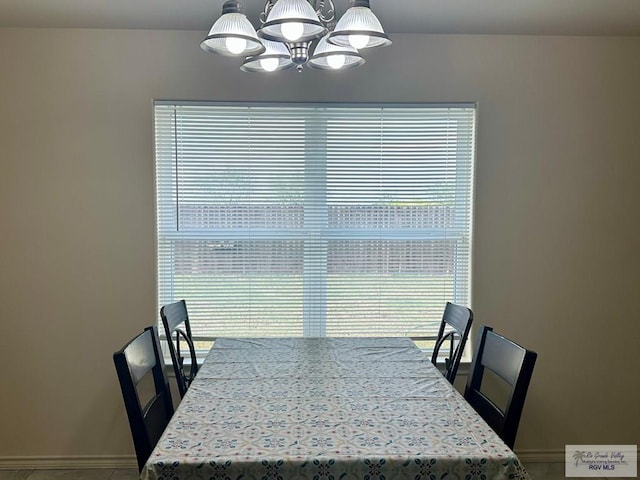 dining room with an inviting chandelier