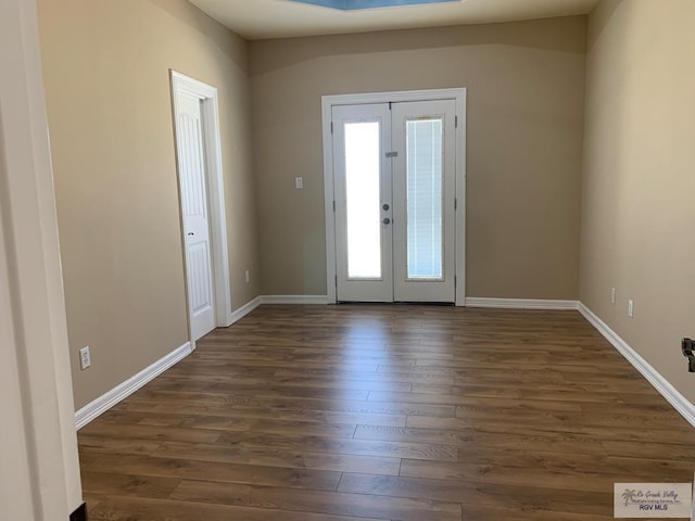 interior space featuring dark hardwood / wood-style flooring and french doors