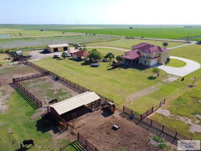 aerial view with a rural view