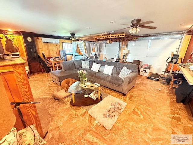 413 Cooper Ln Unit 24, 25, 26, La Feria, TX 78559 - living area with ceiling fan and a wall unit AC