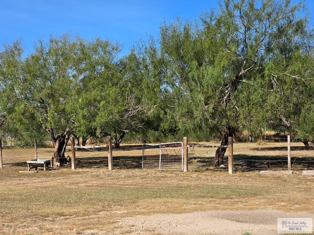 view of yard with a rural view