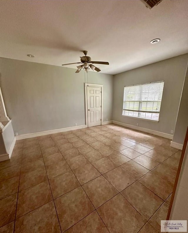 34 Picadilly Cir, Brownsville, TX 78526 - tiled empty room featuring ceiling fan and recessed lighting