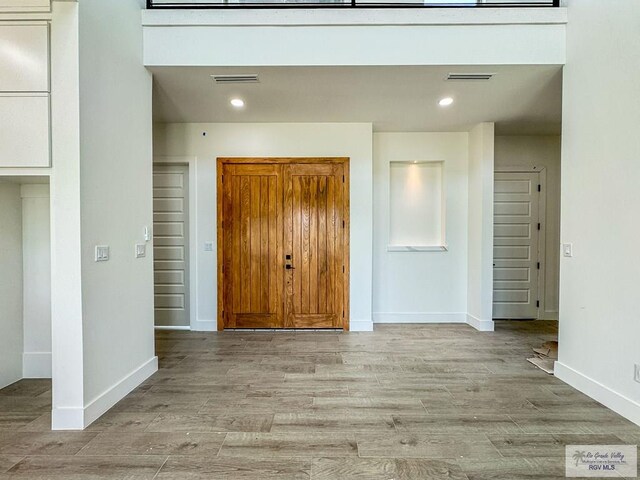 interior space with light hardwood / wood-style flooring