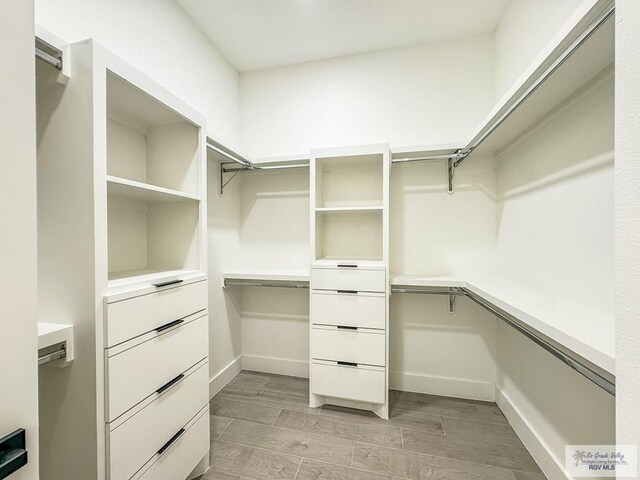 walk in closet featuring light hardwood / wood-style flooring