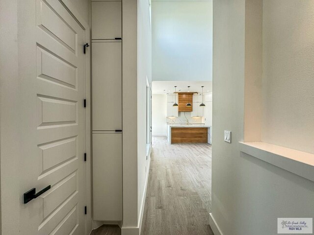 hall featuring light hardwood / wood-style floors