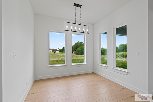 29002 Reynolds Dr # 18, La Feria, TX 78559 - unfurnished dining area with light wood-style floors and a chandelier