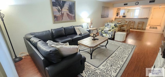 living room featuring hardwood / wood-style flooring