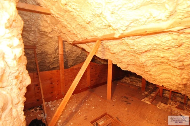 view of unfinished attic