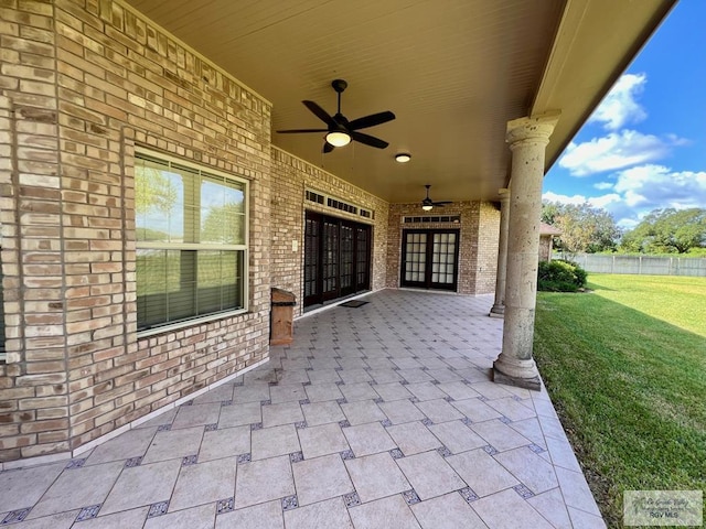 view of patio / terrace with ceiling fan