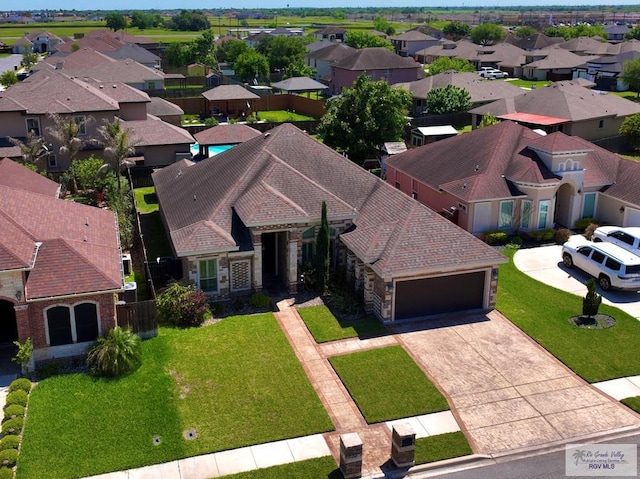 aerial view with a residential view