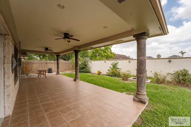 view of patio with ceiling fan