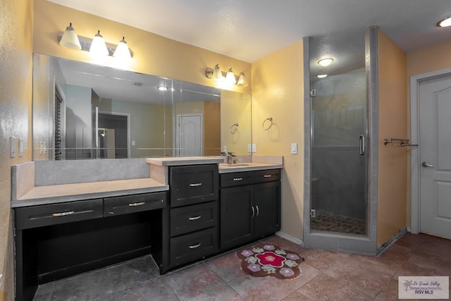 bathroom featuring vanity and walk in shower