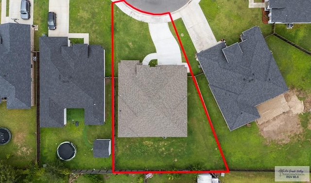 2402 S Christian Cir, Harlingen, TX 78550 - aerial view of property and surrounding area with property parcel outlined