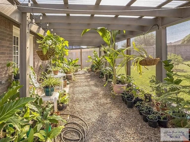 view of yard with a pergola