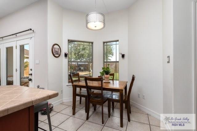 view of tiled dining area