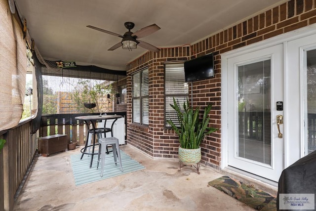 view of patio / terrace with a ceiling fan