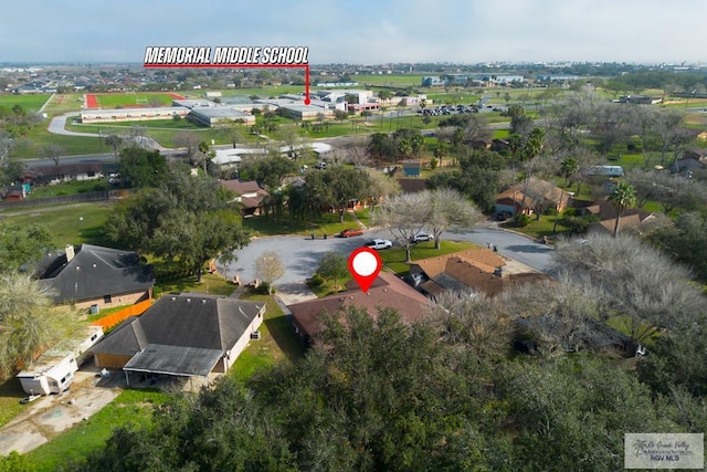 drone / aerial view with a residential view