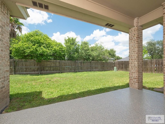 view of yard with a patio area