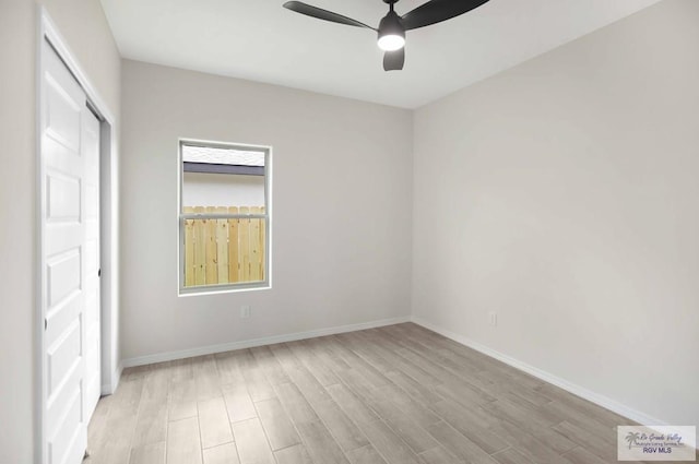 1838 Miley Ln, Harlingen, TX 78550 - unfurnished bedroom featuring light wood-style flooring, a ceiling fan, and a closet