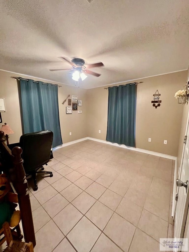 31360 Fm 1575, Los Fresnos, TX 78566 - home office featuring a textured ceiling, light tile patterned floors, and ceiling fan