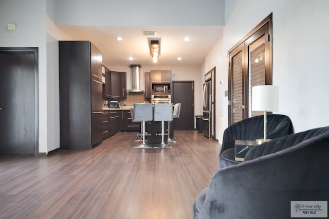 living room featuring dark hardwood / wood-style flooring