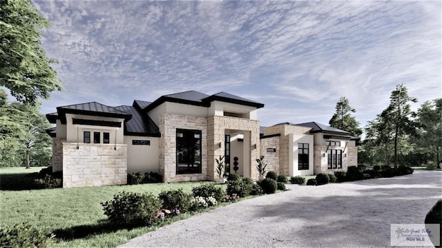 view of front facade with a front lawn