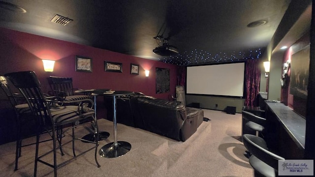 view of carpeted cinema room