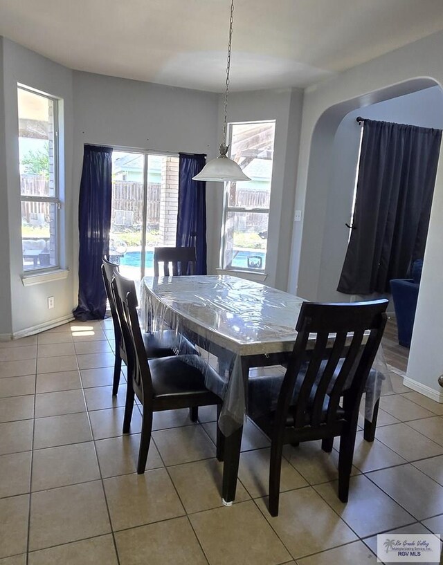 view of tiled dining area