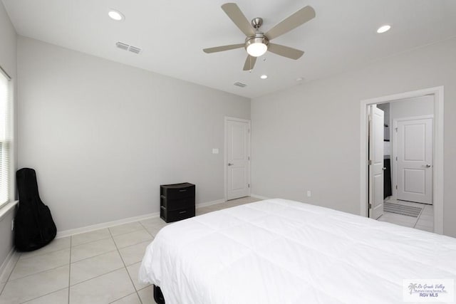 bedroom with recessed lighting, multiple windows, and visible vents