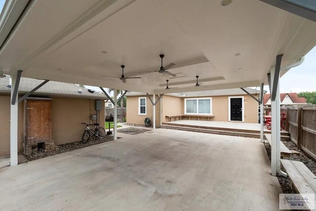 view of patio with ceiling fan