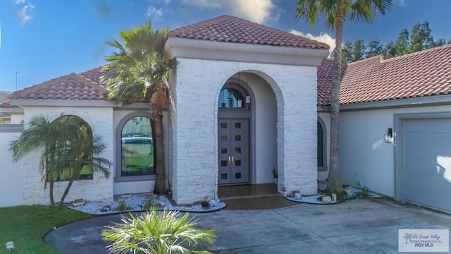 exterior space featuring a garage