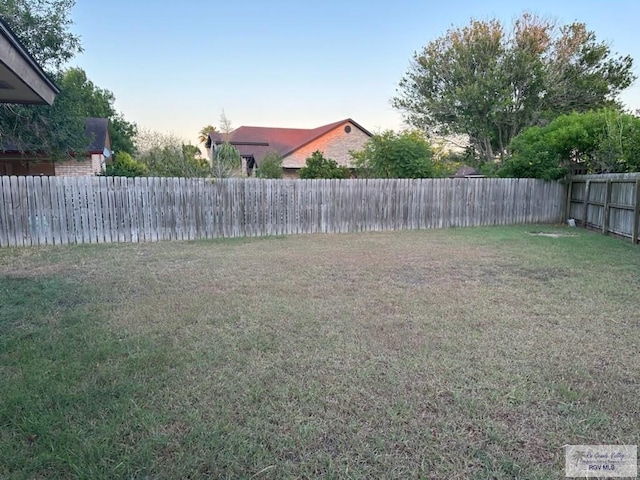 view of yard at dusk