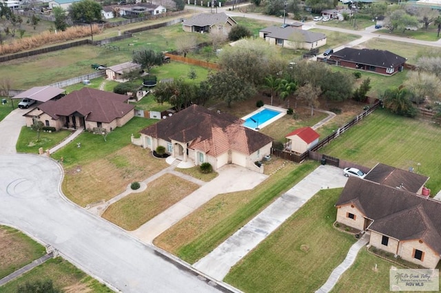 aerial view featuring a residential view