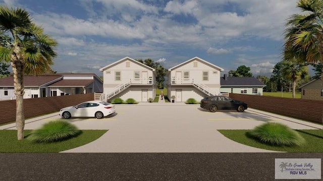 exterior space with a garage