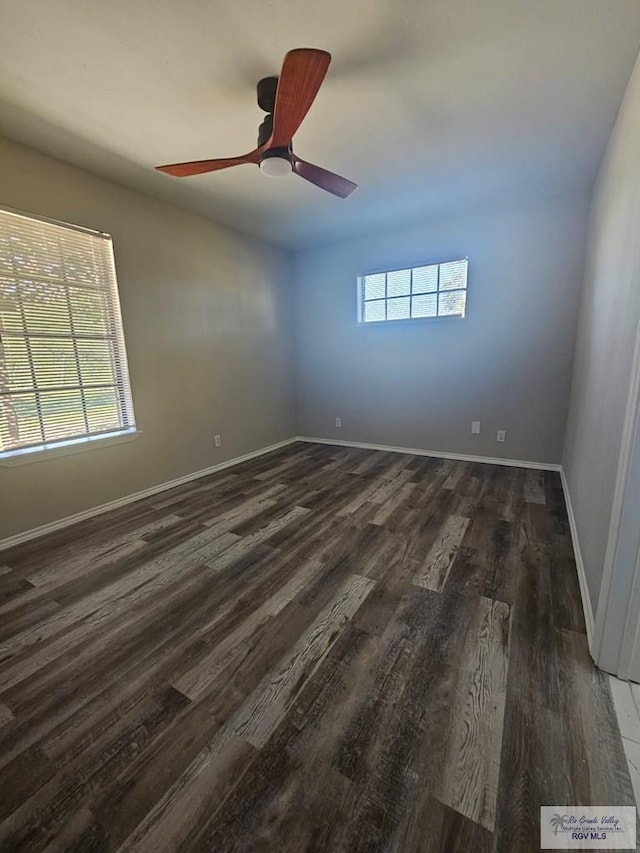 1115 Falcon Dr, Harlingen, TX 78550 - spare room with dark wood-style floors and ceiling fan