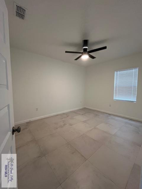 4031 Tito Ct Unit 45, Brownsville, TX 78521 - unfurnished room with light tile patterned floors, a ceiling fan, visible vents, and baseboards