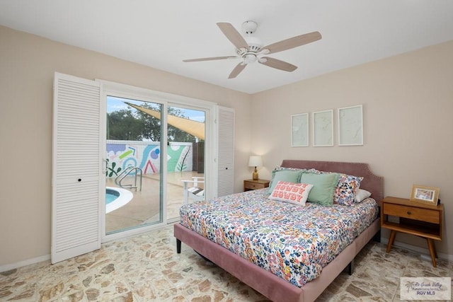 1215 Bluebonnet Dr, Brownsville, TX 78521 - bedroom featuring access to exterior and ceiling fan
