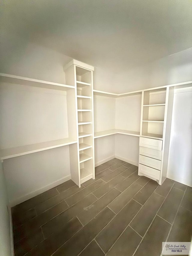 spacious closet with wood tiled floor