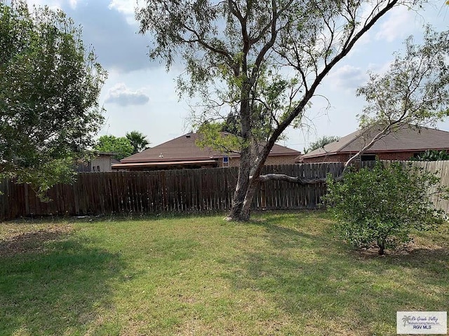 view of yard featuring a fenced backyard