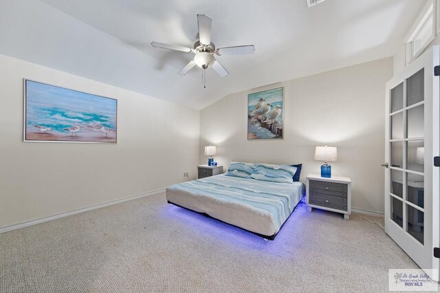 301 Houston Ave Unit 3402, Port Isabel, TX 78578 - carpeted bedroom featuring lofted ceiling and ceiling fan