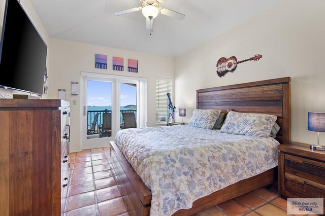 301 Houston Ave Unit 3402, Port Isabel, TX 78578 - tiled bedroom featuring access to outside and ceiling fan