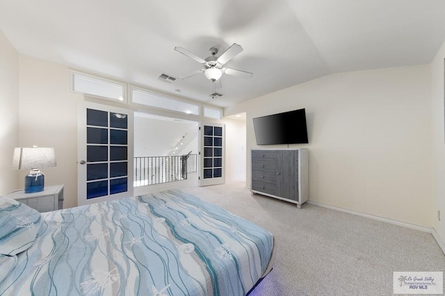 301 Houston Ave Unit 3402, Port Isabel, TX 78578 - bedroom featuring carpet floors, vaulted ceiling, and ceiling fan